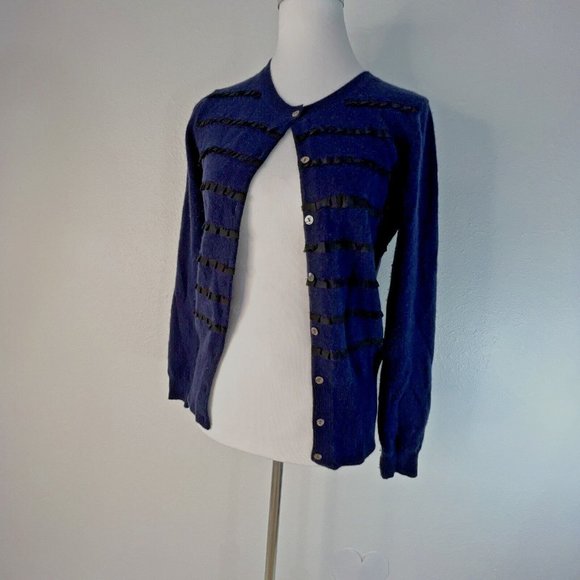 Fenn Wright Manson Womens Sweater S Navy Blue Button Front Cashmire Cardigan - Picture 1 of 12